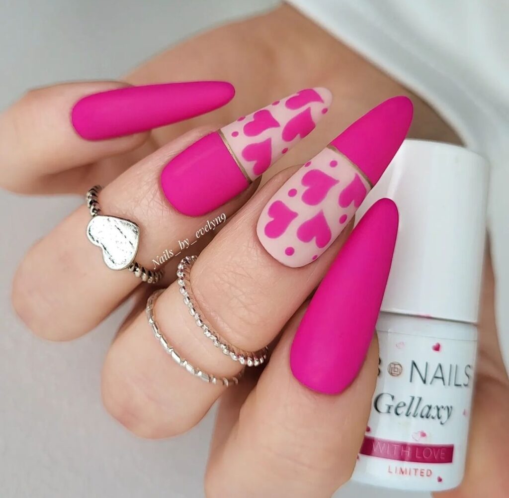 red and pink nail art ideas for valentines day nails designs