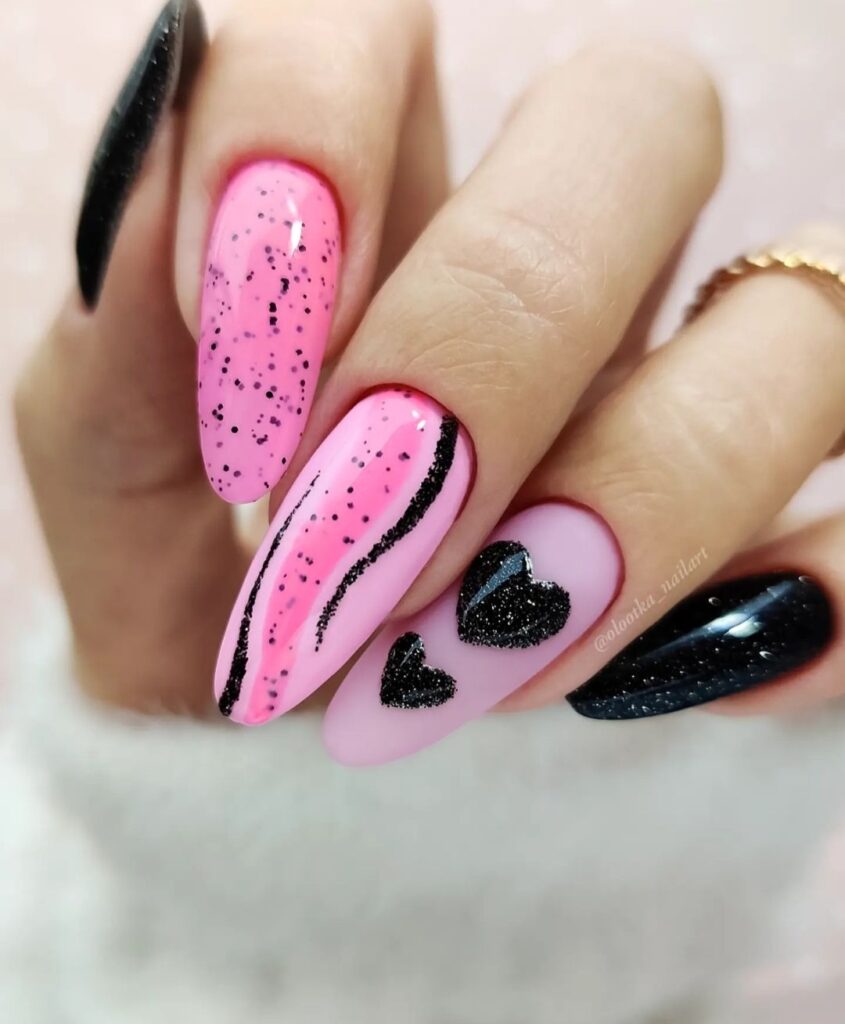 red and pink nail art ideas for valentines day nails designs