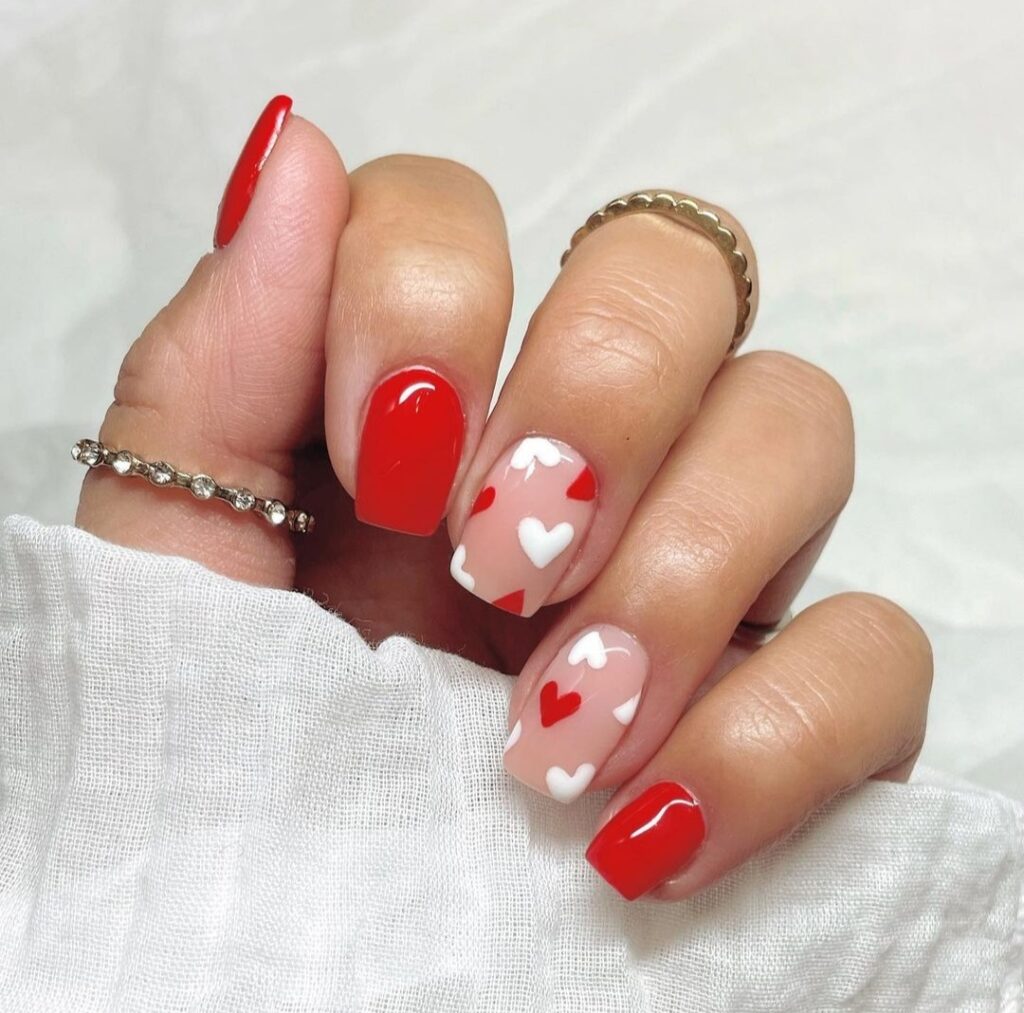 red and pink nail art ideas for valentines day nails designs