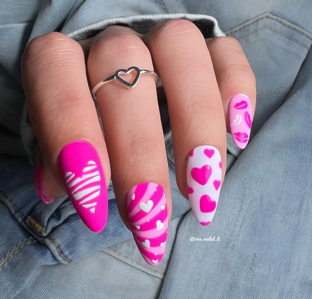 red and pink nail art ideas for valentines day nails designs