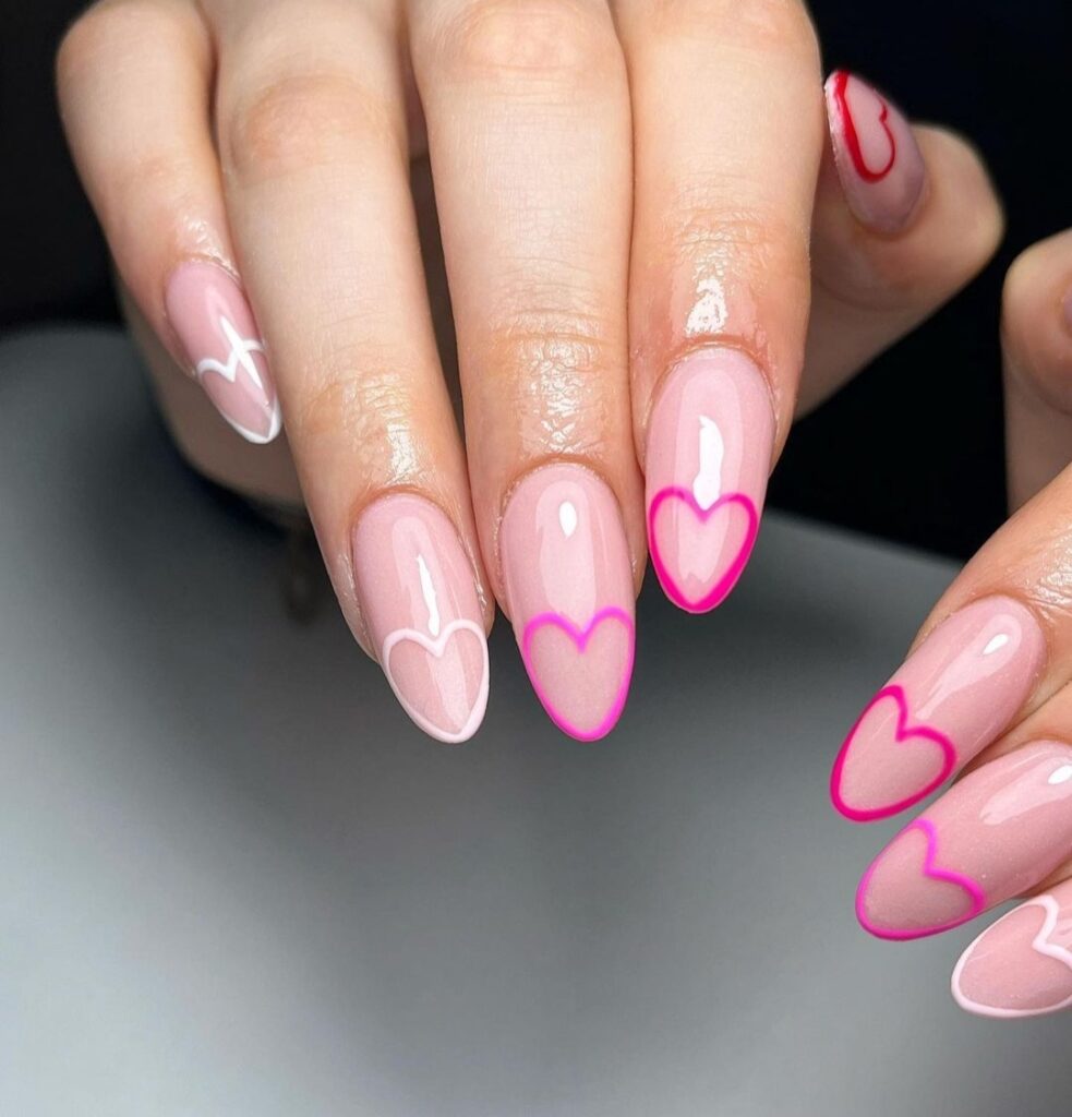 red and pink nail art ideas for valentines day nails designs