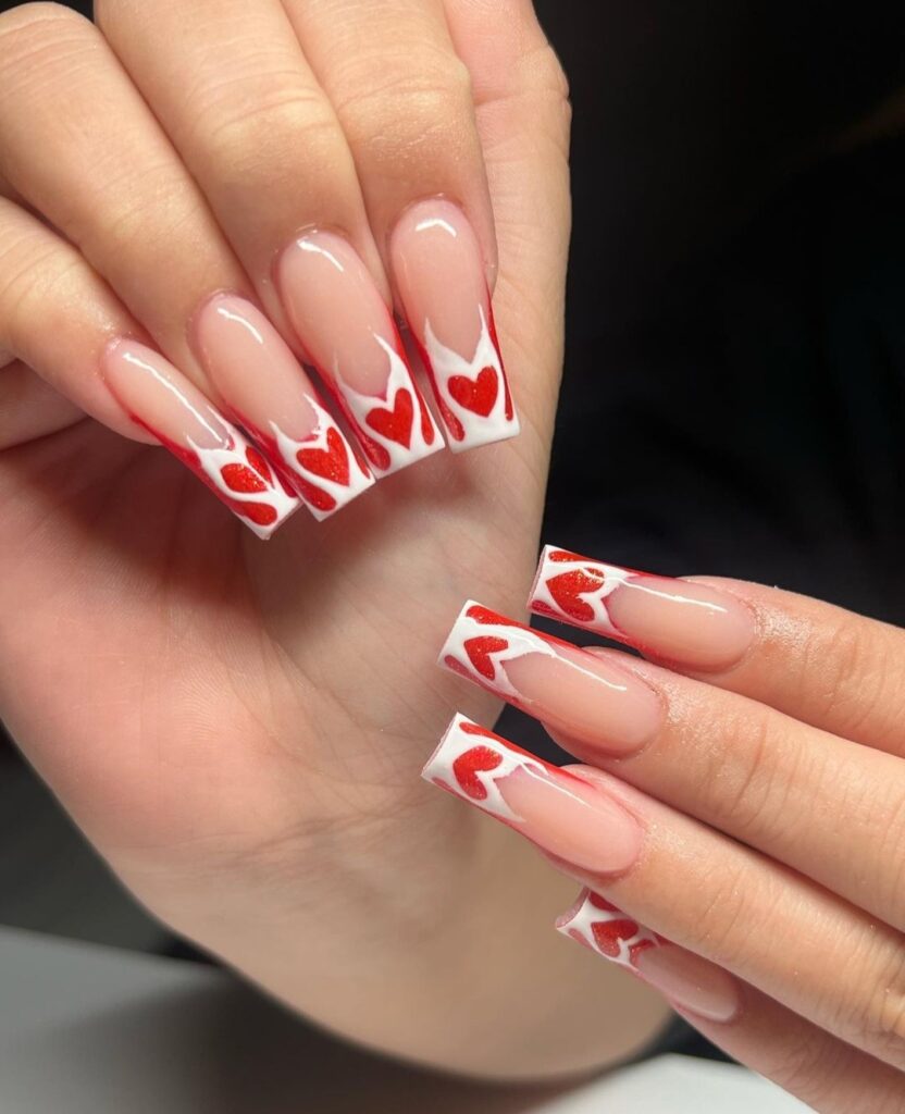 red and pink nail art ideas for valentines day nails designs