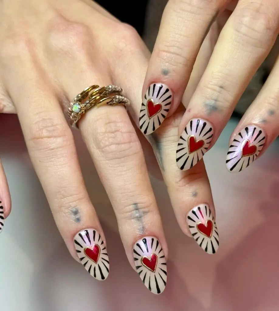 red and pink nail art ideas for valentines day nails designs