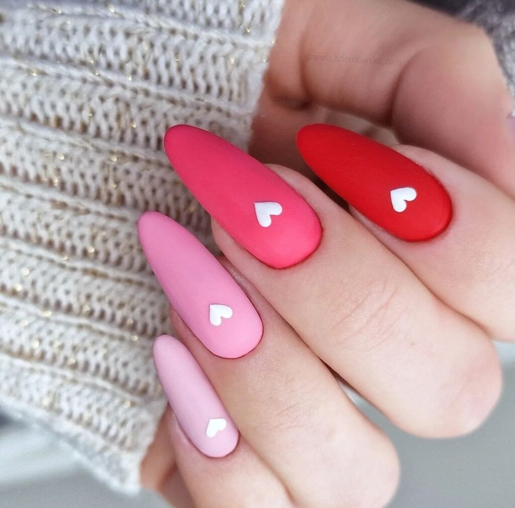 red and pink nail art ideas for valentines day nails designs