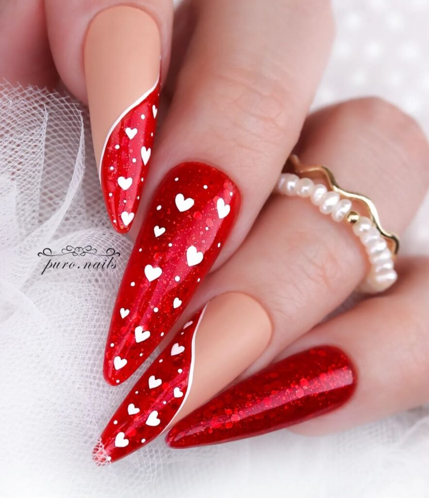 red and pink nail art ideas for valentines day nails designs