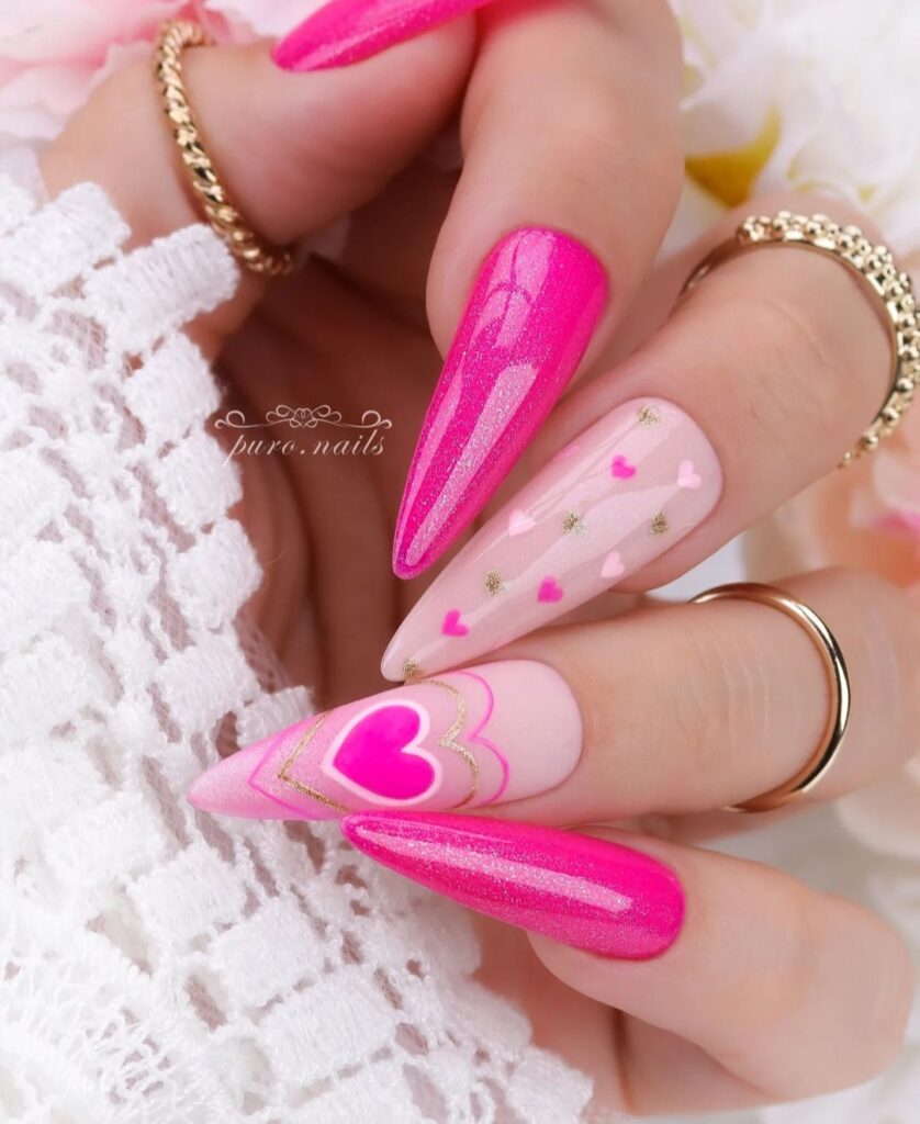 red and pink nail art ideas for valentines day nails designs