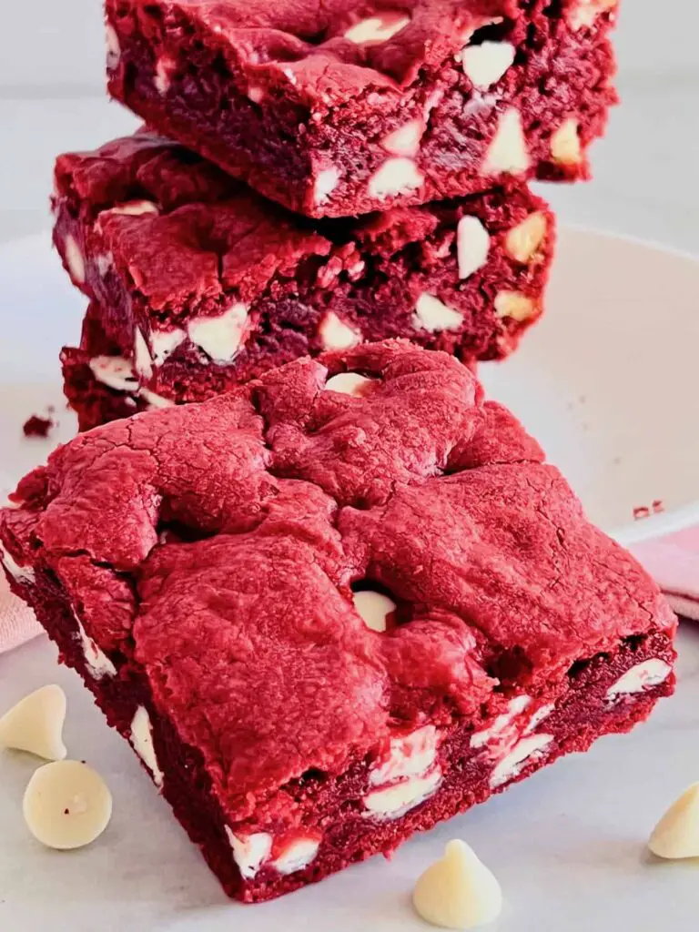 Red velvet brownies for Valentines Day Desserts