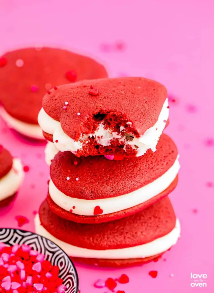 Red Velvet Whoopie Pies for Valentines day desserts