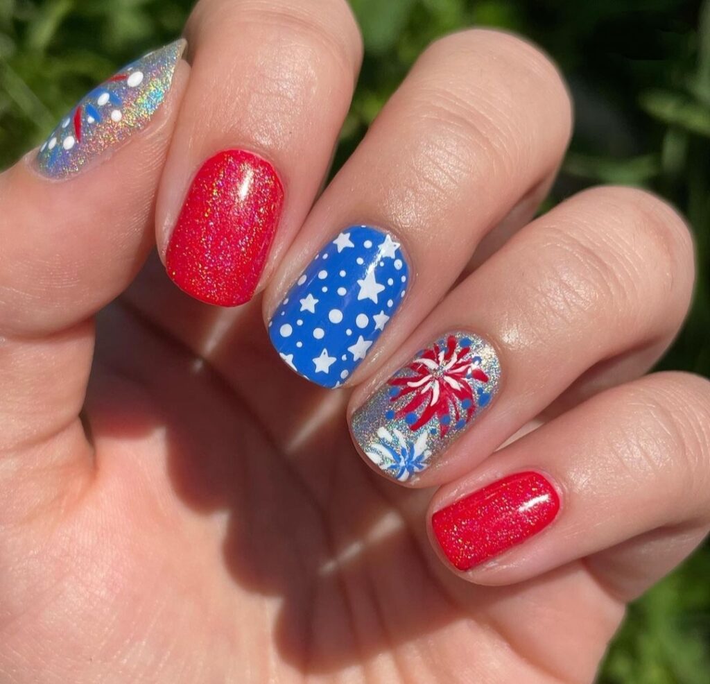 red white and blue nails