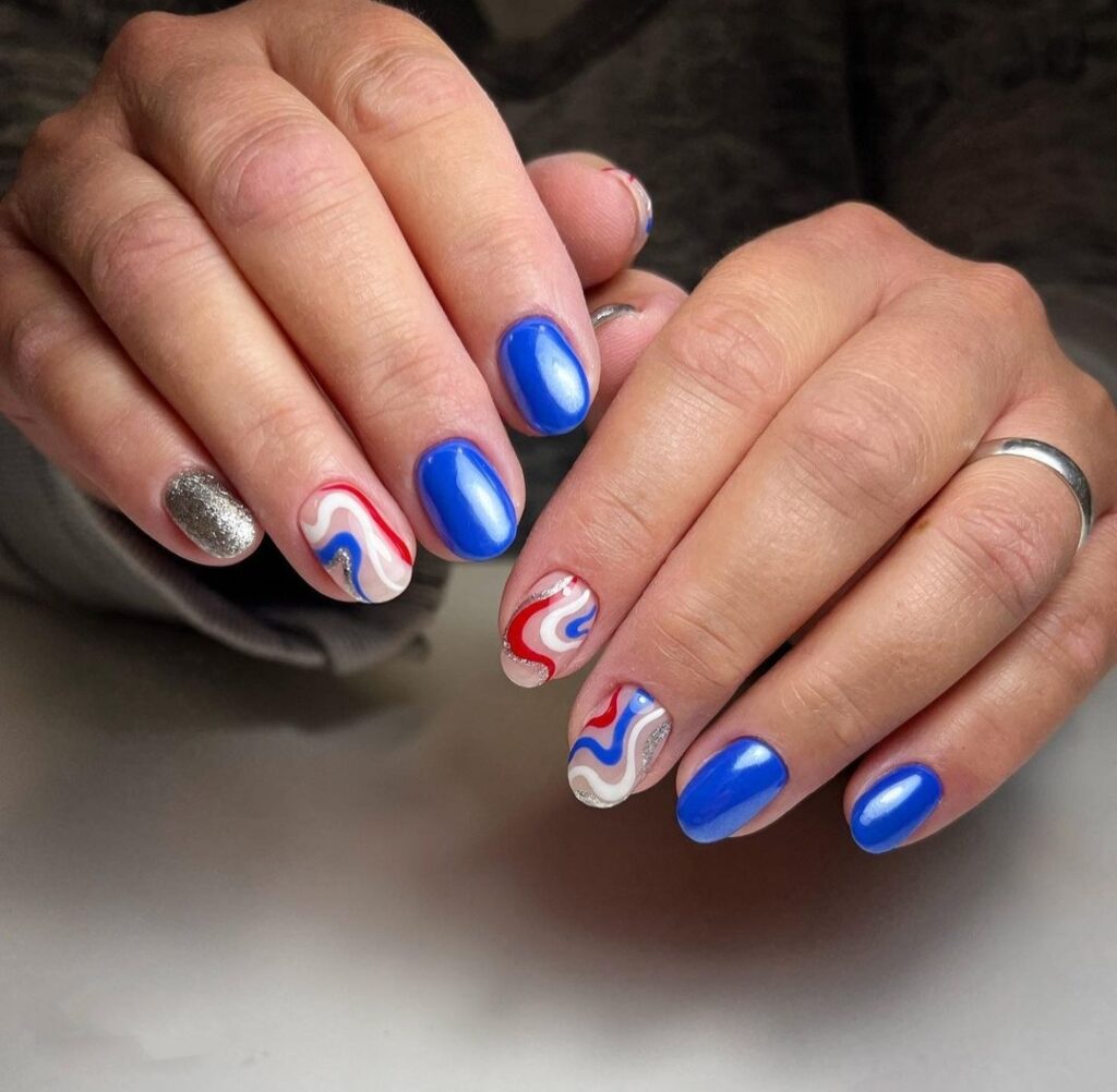 red white and blue nails