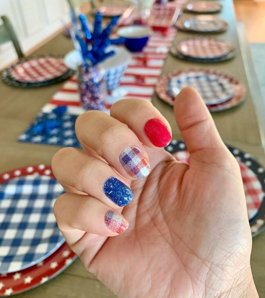 red white and blue nails