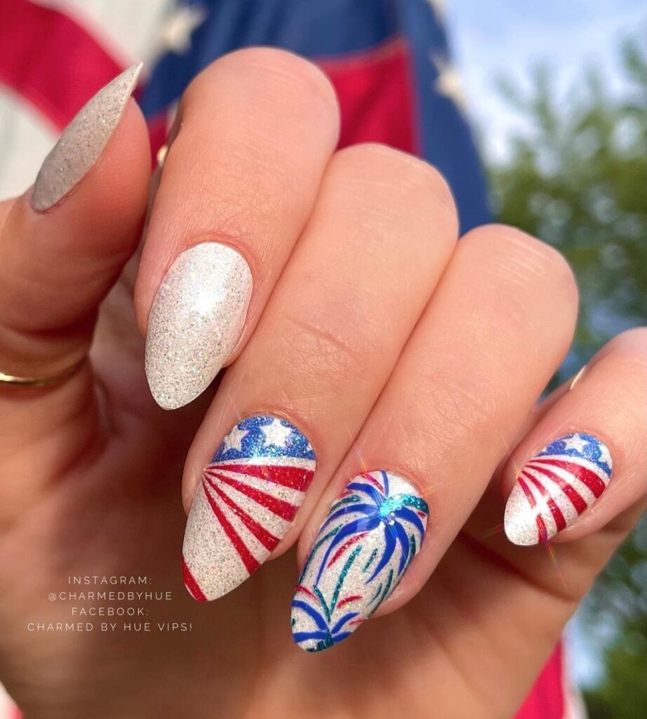 red white and blue nails