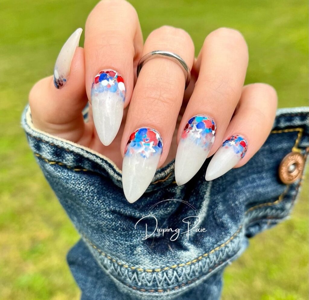 red white and blue nails