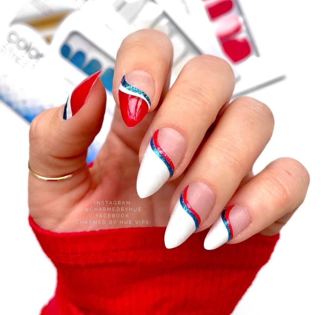 red white and blue nails