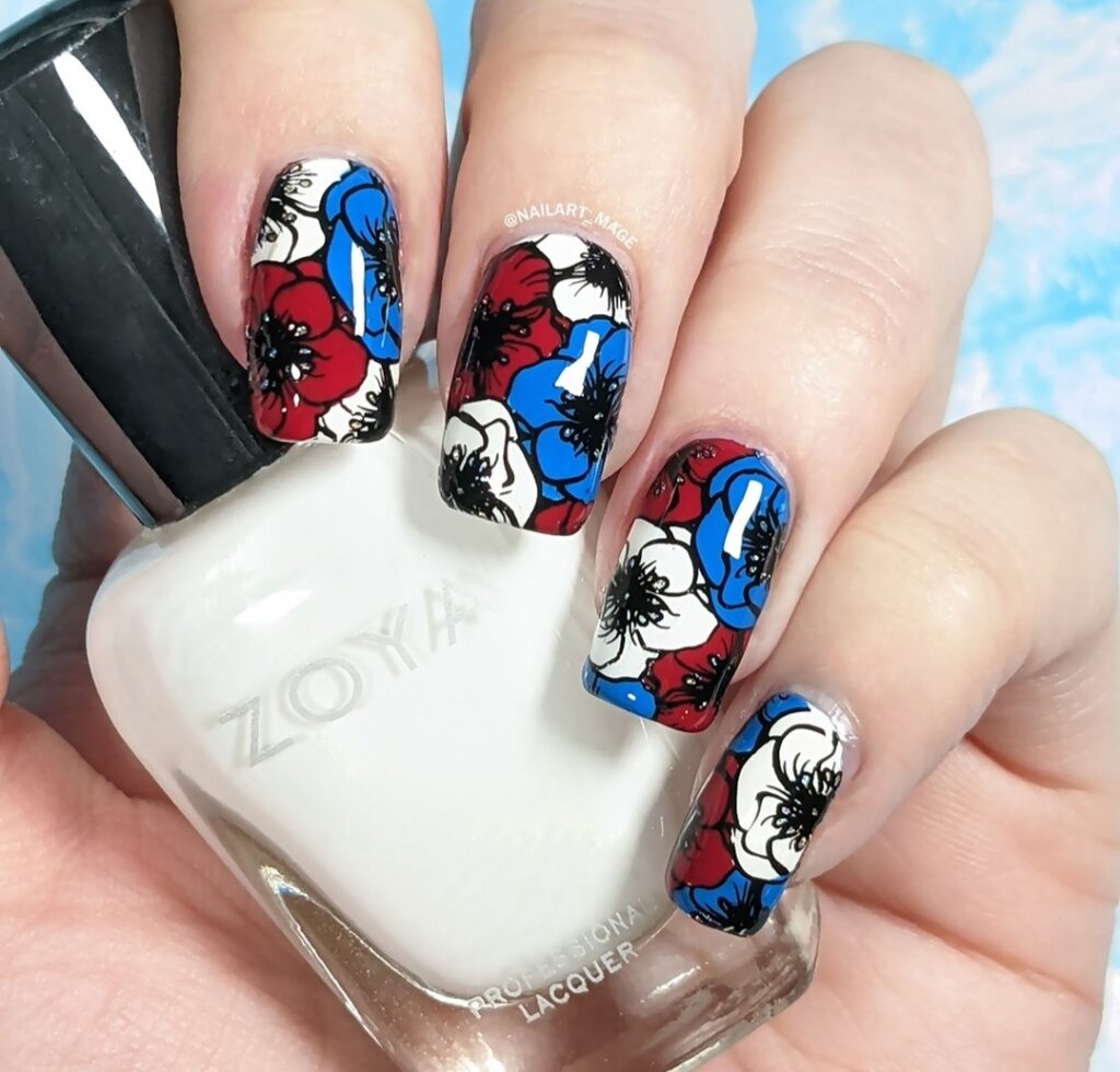 red white and blue nails