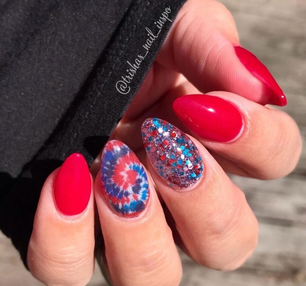 red white and blue nails