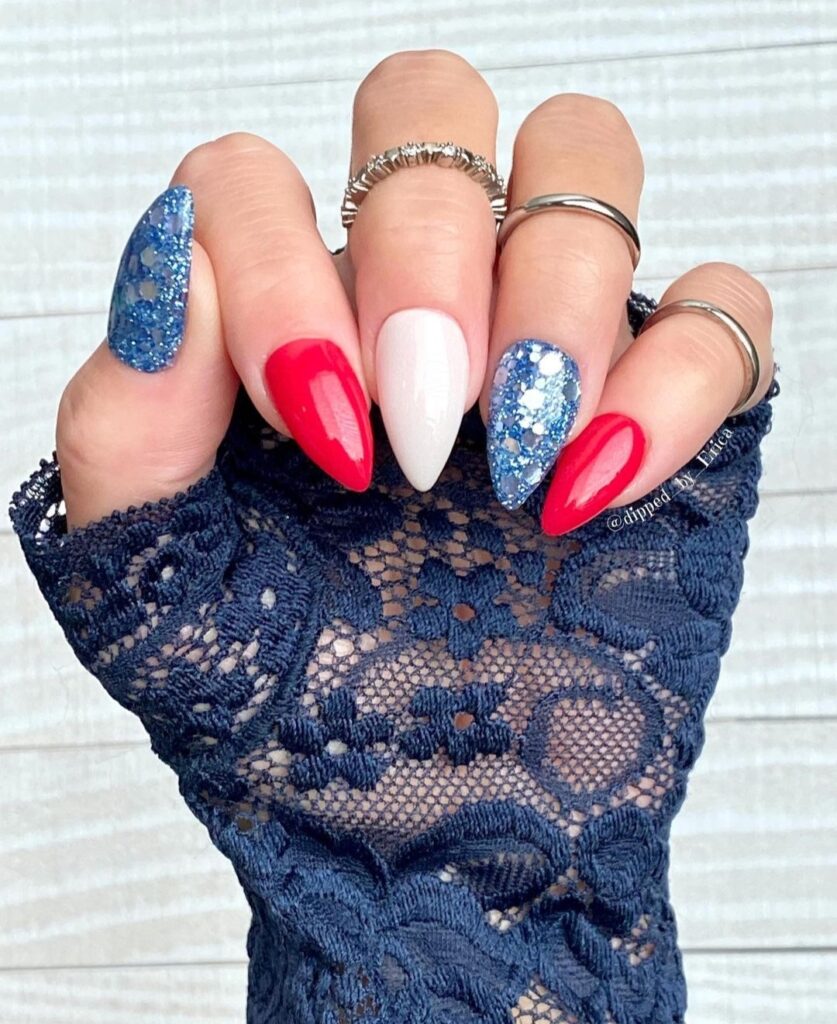 red white and blue nails