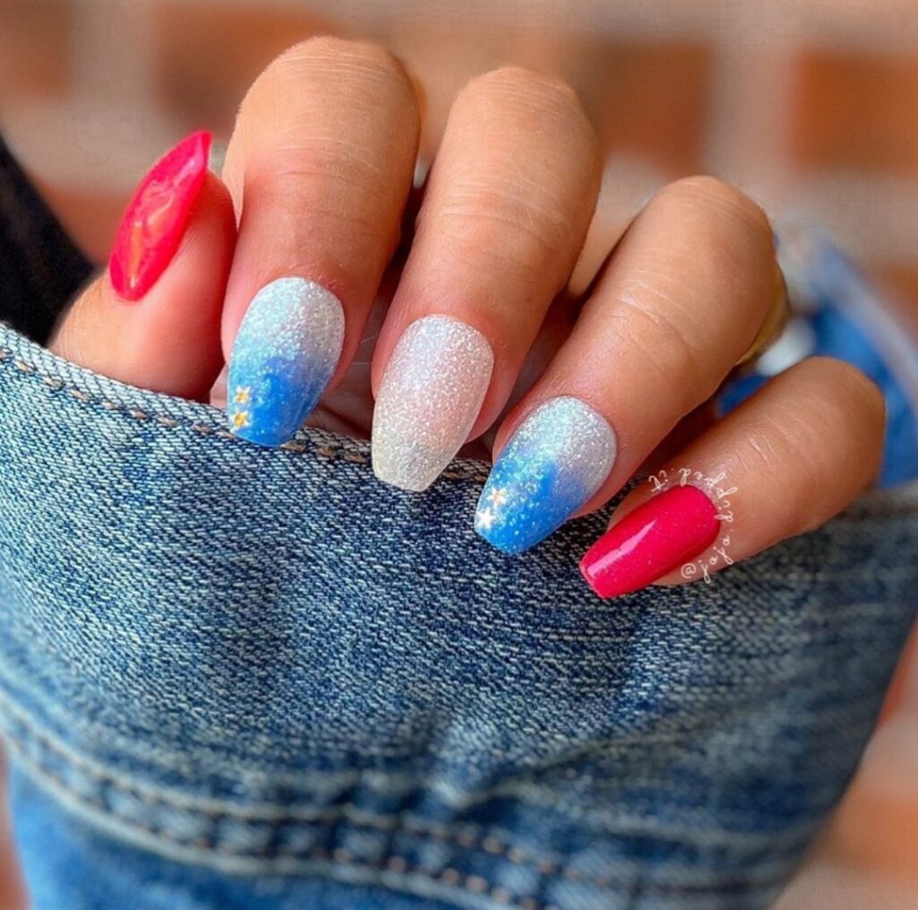 red white and blue nails