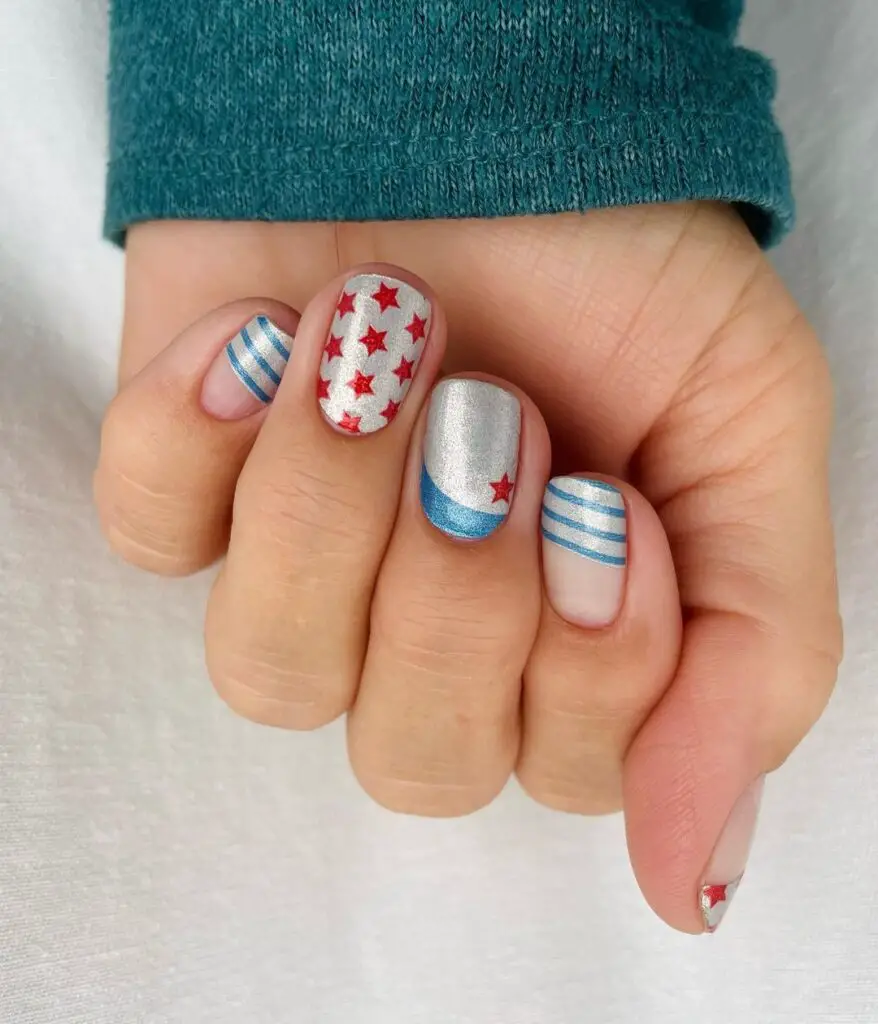 red white and blue nails