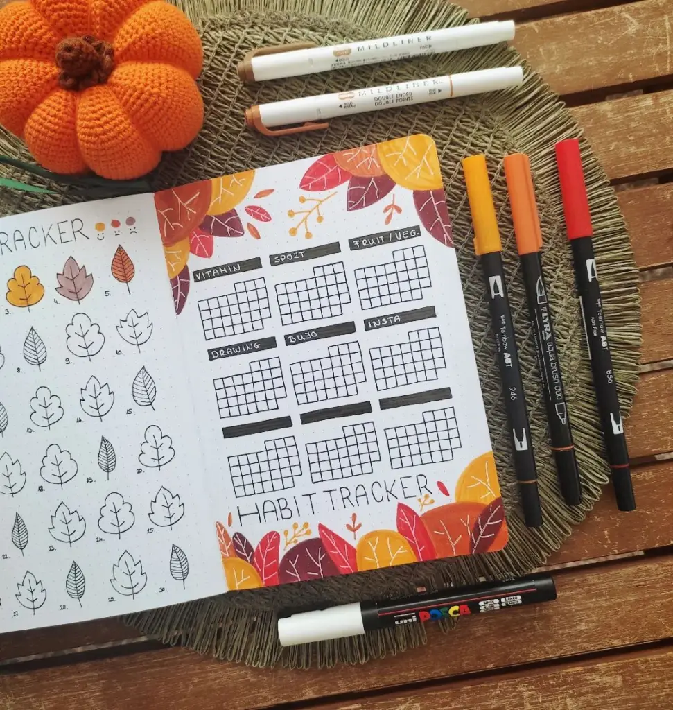 Fall theme bullet journal covers