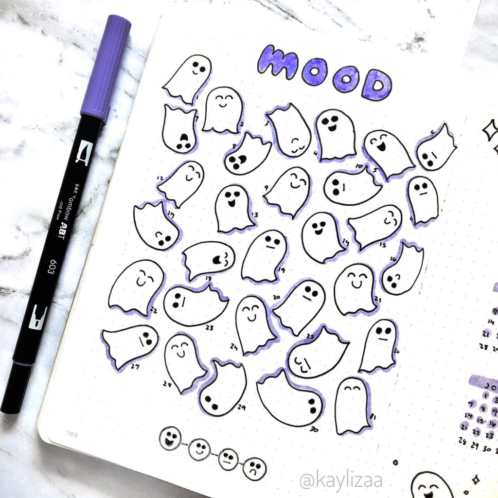 Halloween bullet journal mood tracker