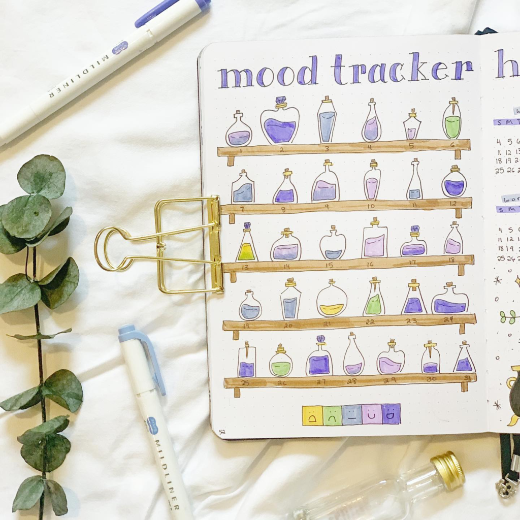 October bullet journal mood tracker