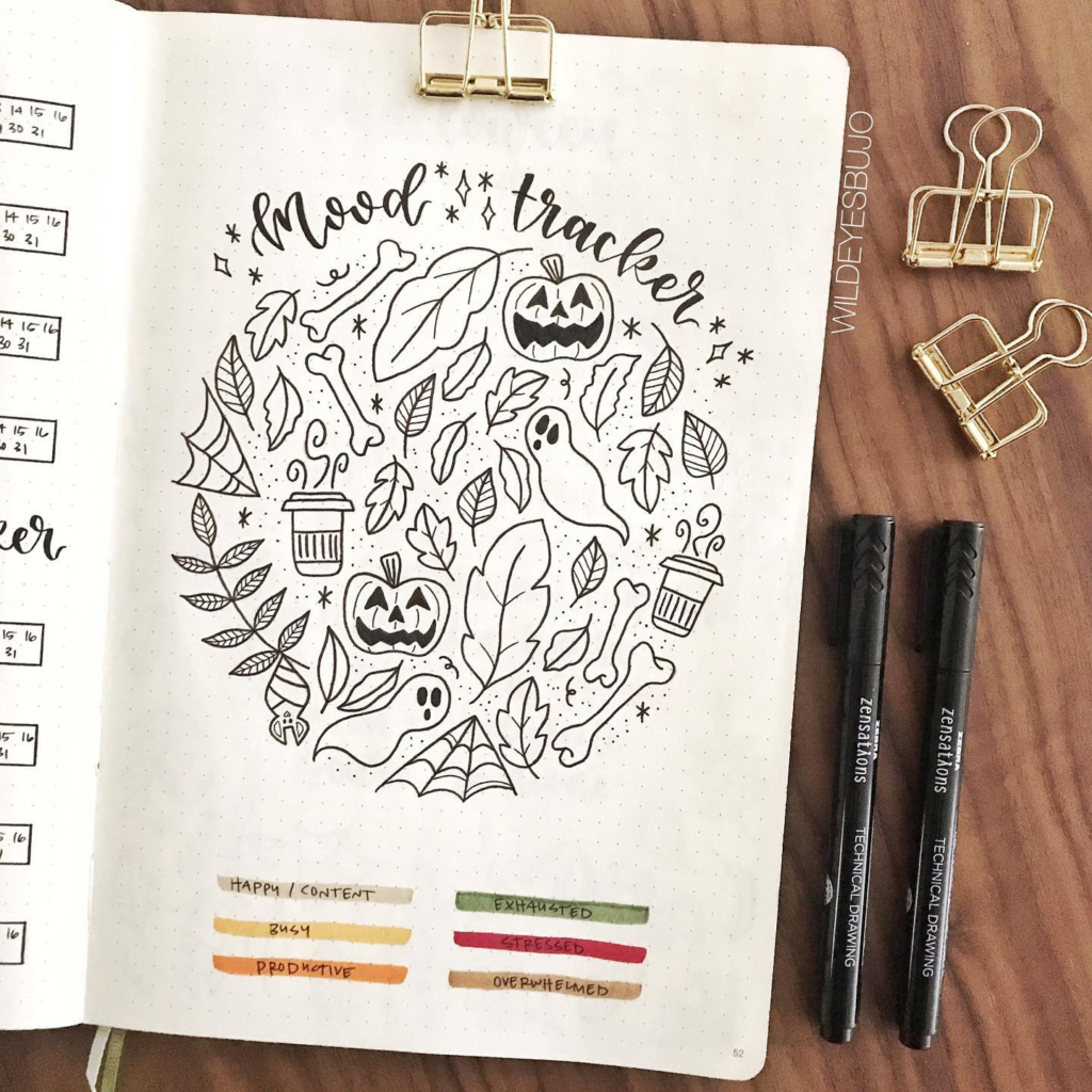 October bullet journal mood tracker