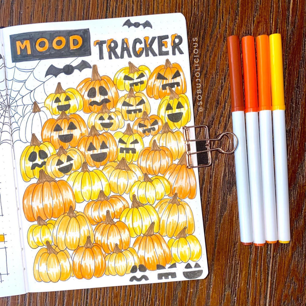 October bullet journal mood tracker