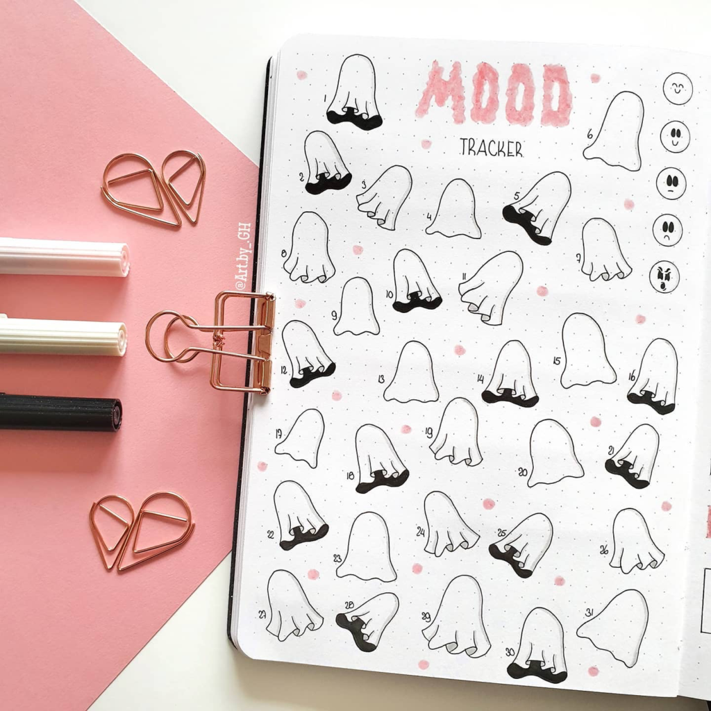 Halloween bullet journal mood trackers