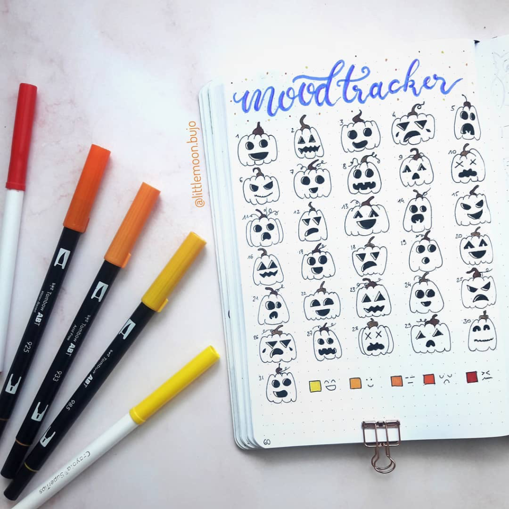 Halloween bullet journal mood trackers