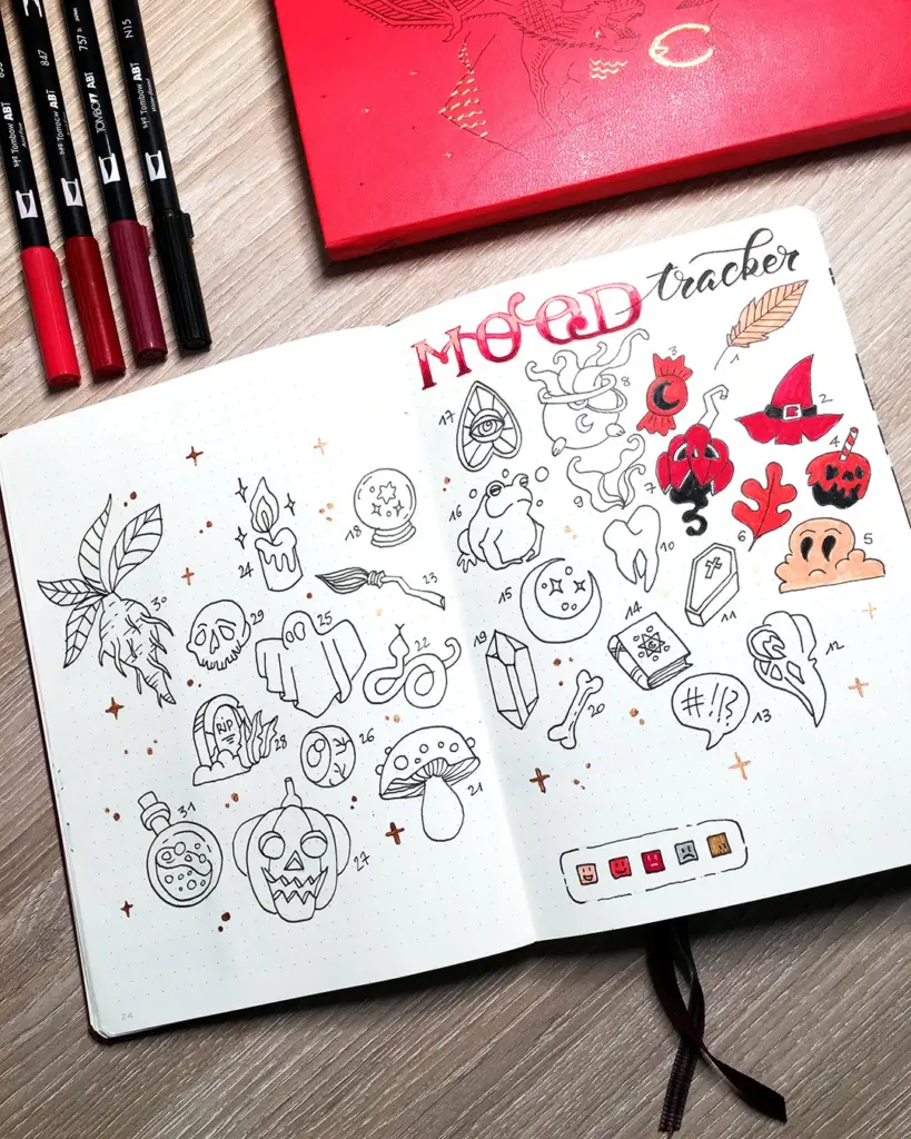 October bullet journal mood tracker