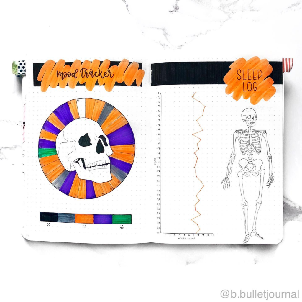 Halloween bullet journal mood trackers