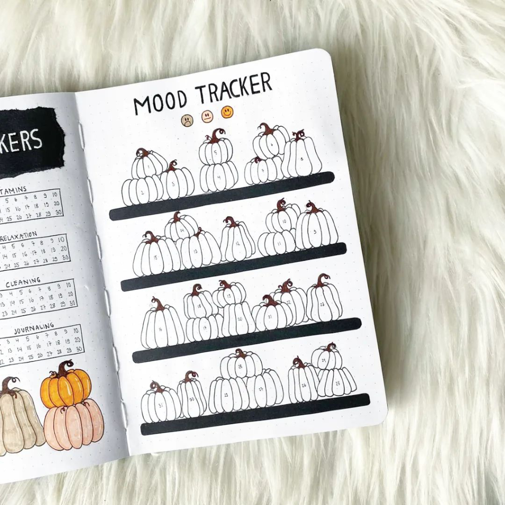 October bullet journal mood tracker