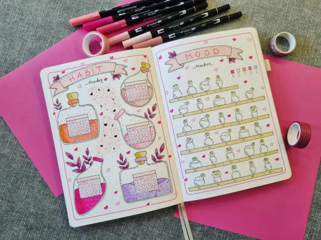 Halloween bullet journal mood trackers