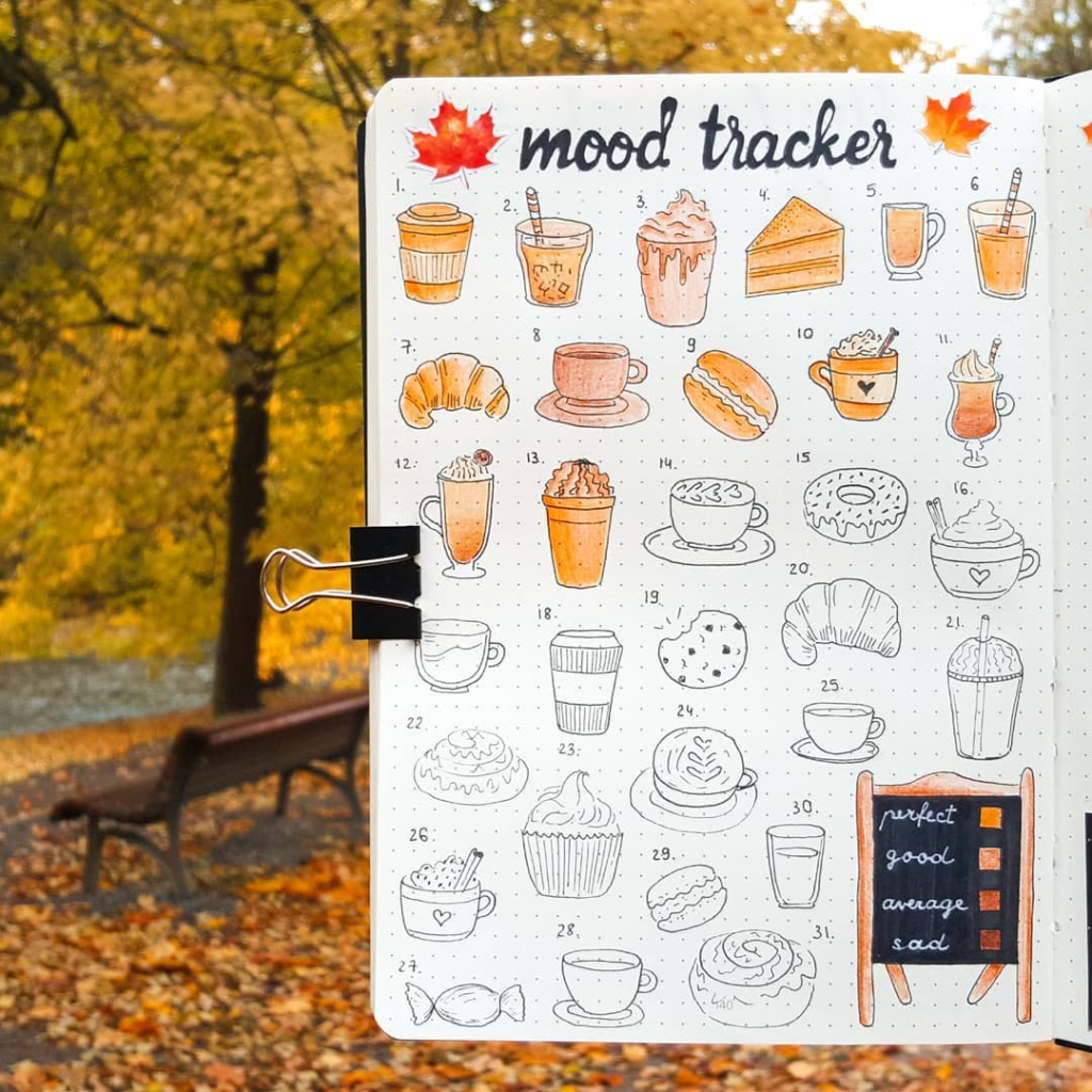 Halloween bullet journal mood trackers