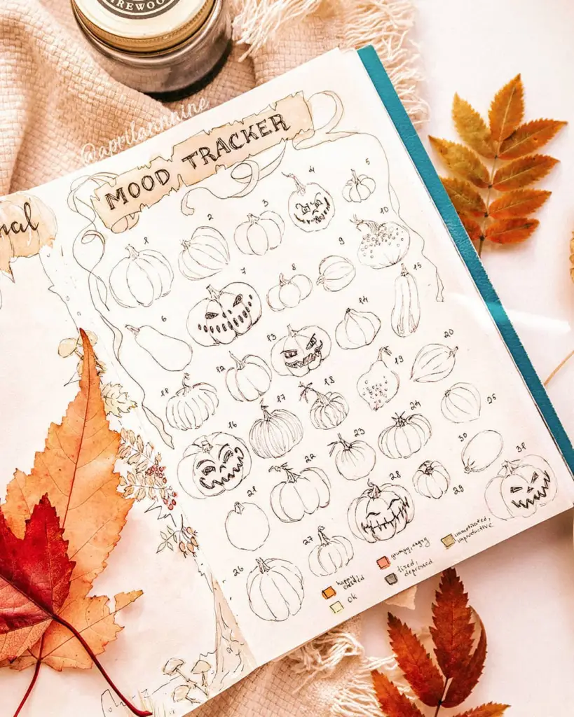 Halloween bullet journal mood tracker