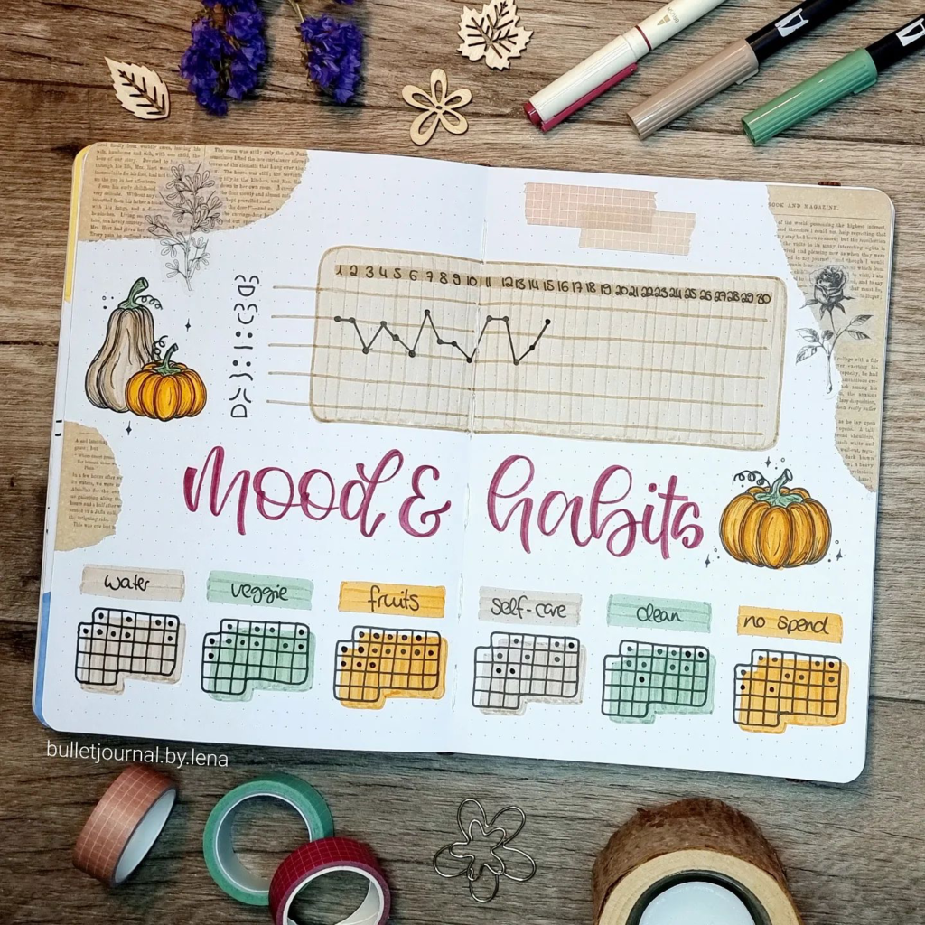 Halloween bullet journal mood tracker