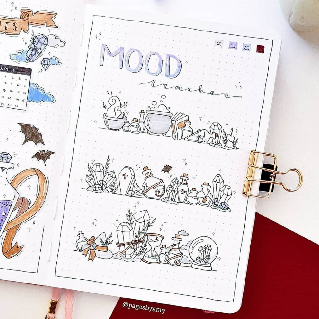 Halloween bullet journal mood trackers