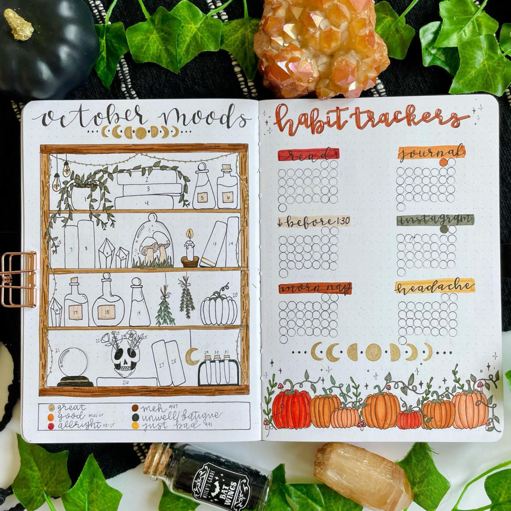 October bullet journal mood tracker