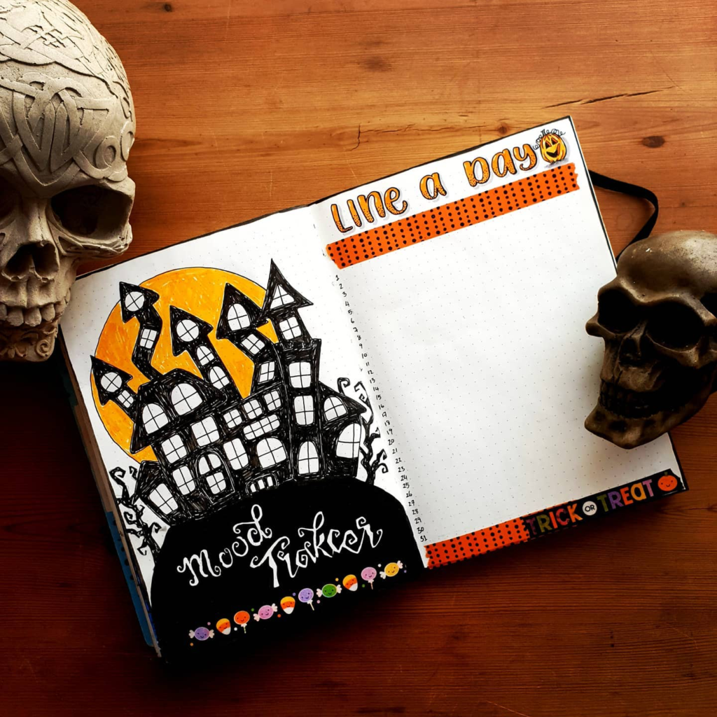 Halloween bullet journal mood trackers