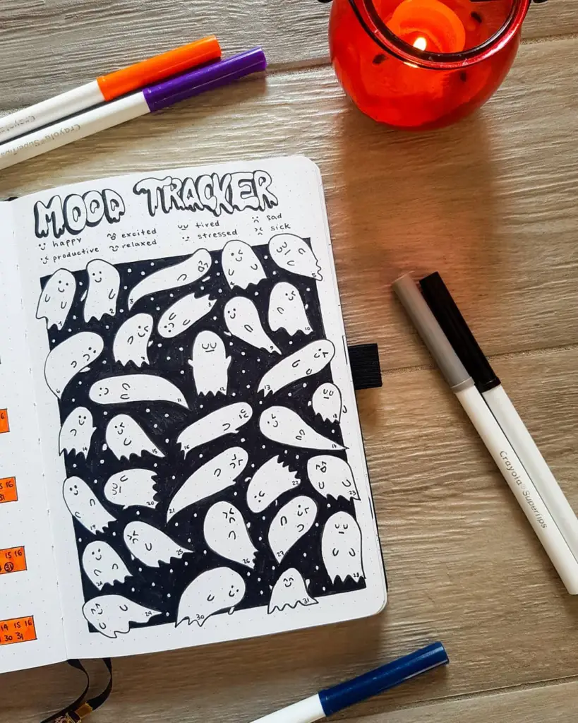 October bullet journal mood tracker