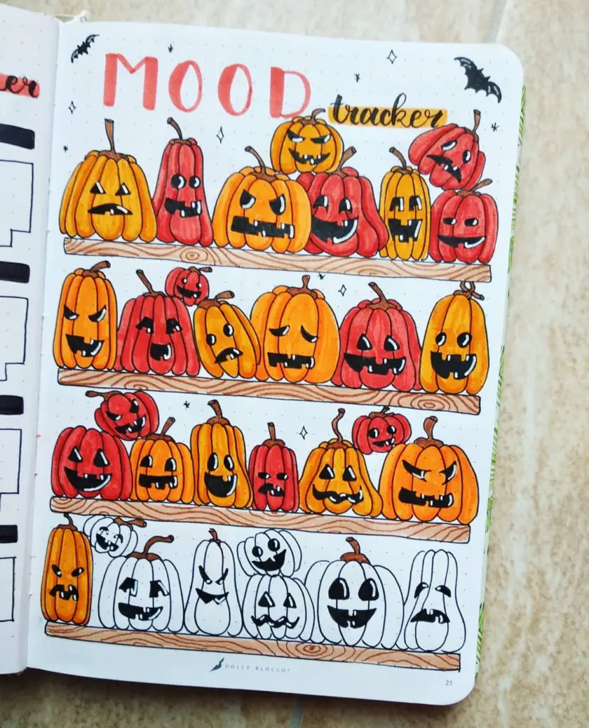 October bullet journal mood tracker