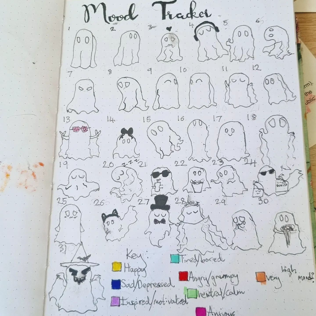 October bullet journal mood tracker