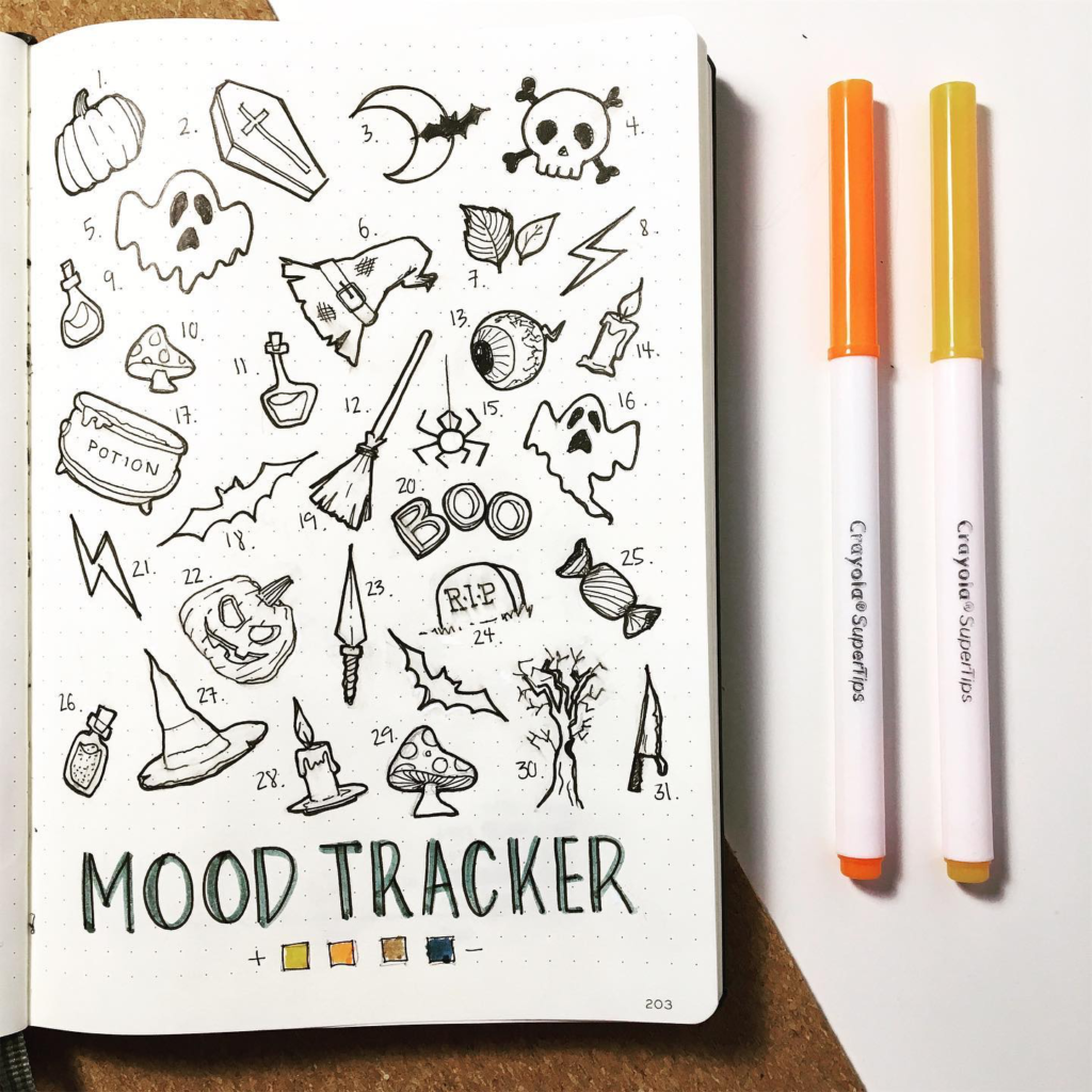 October bullet journal mood tracker