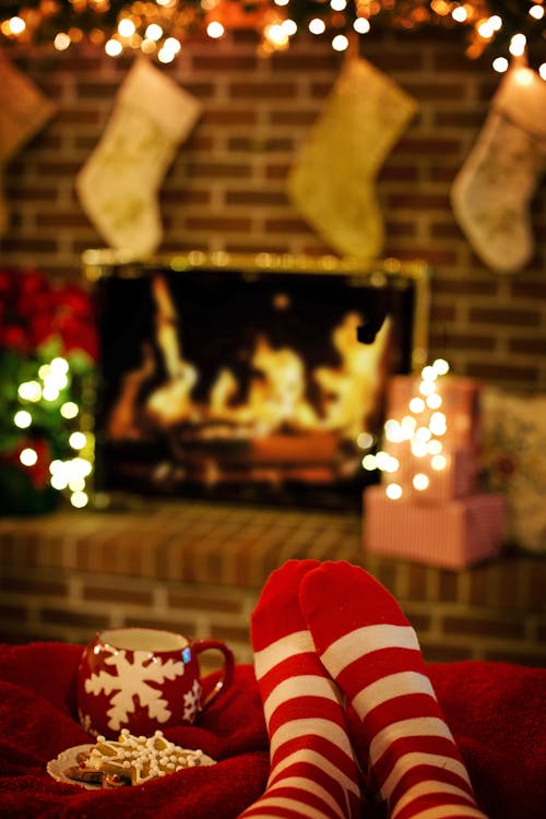 Free Person Wearing Red and White Socks Stock Photo