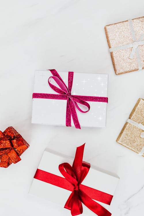 Free Top View of Gift Boxes Stock Photo